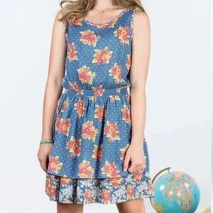 MATILDA JANE blue floral ruffle dress, Girls' 10 Cottagecore prairie coastal